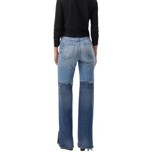 AMO Denim Jane Jeans Yesterday 24 Patchwork Flare Leg Repurposed Designer - Picture 2 of 12